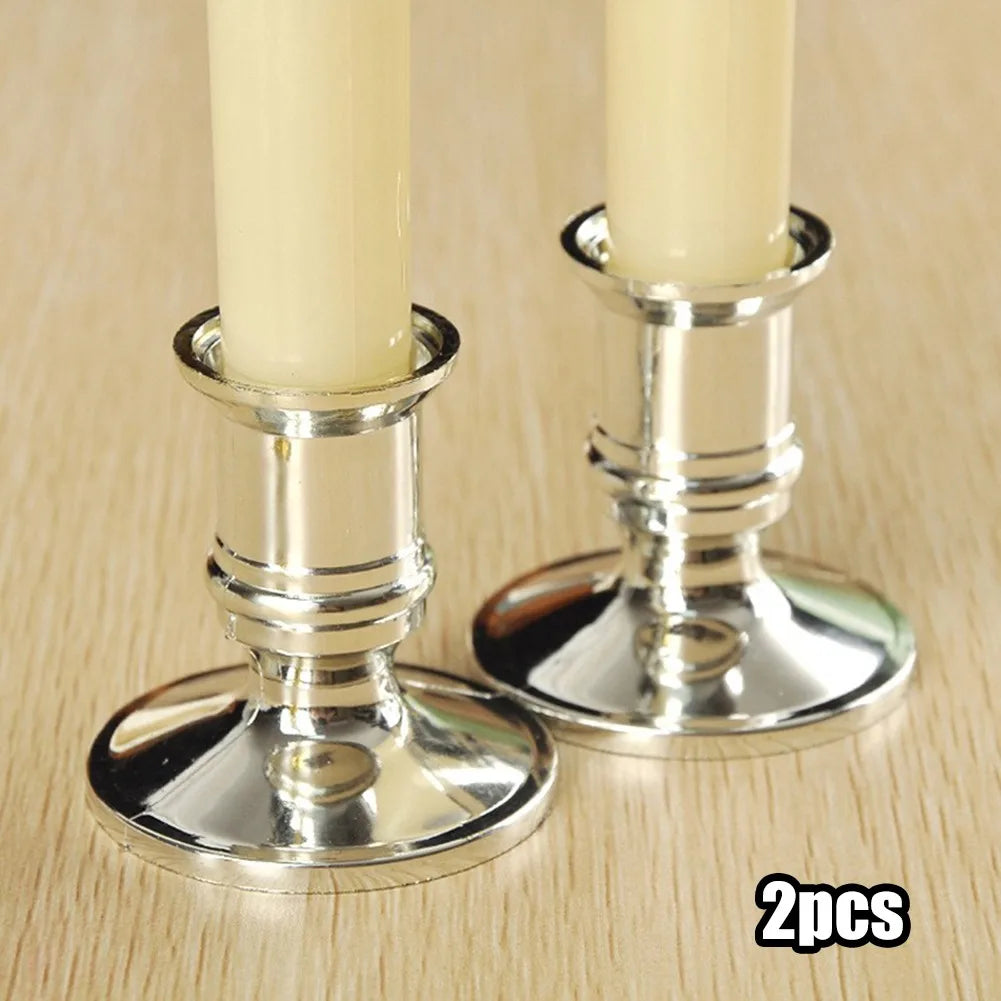 2pcs Traditional Shape Candle Holders Silver/Gold