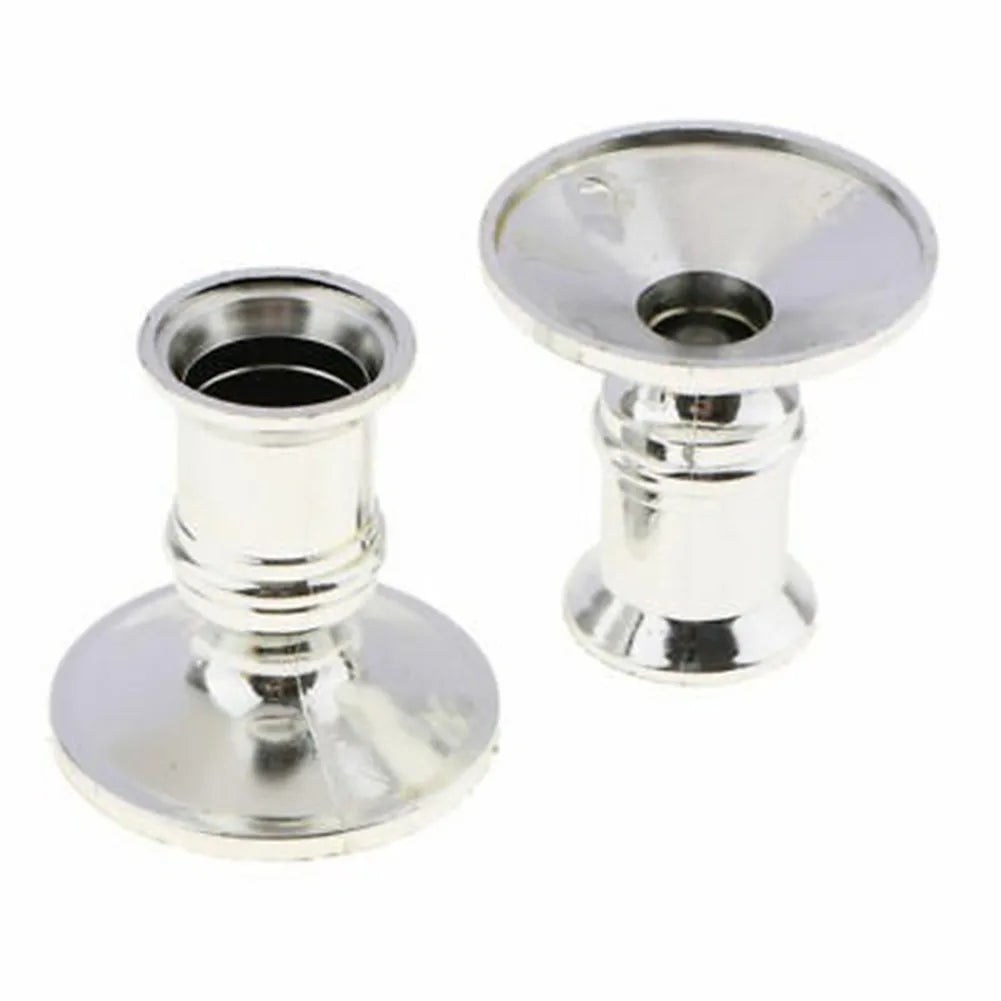 2pcs Traditional Shape Candle Holders Silver/Gold