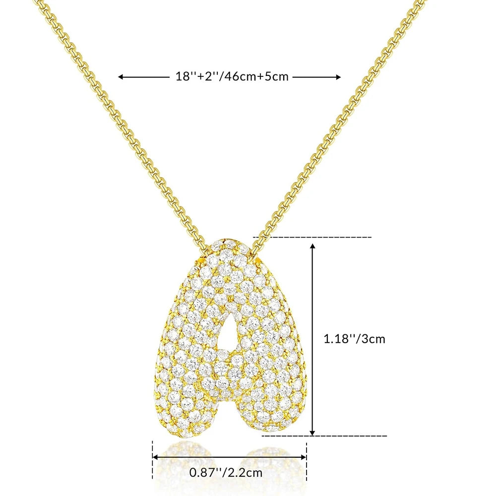 Sparkly CZ Zircon Letter Initial Necklace