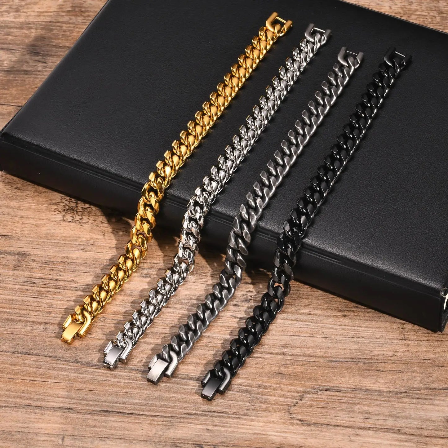 Stainless Steel Cuban Chain Bracelets for Men,