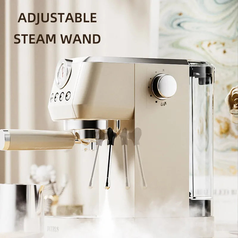 Petrus Coffee Machine 20 Bar Espresso Coffee Maker Milk Frother Steam Wand For Cappuccino Metal Body Automatic Extraction