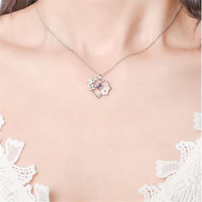 925 Sterling Silver Shell Flower Heart Charm Necklace