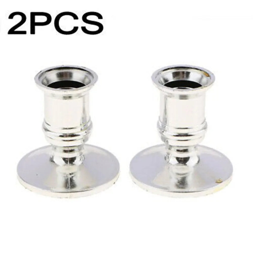 2pcs Traditional Shape  Candle Holders Silver/Gold