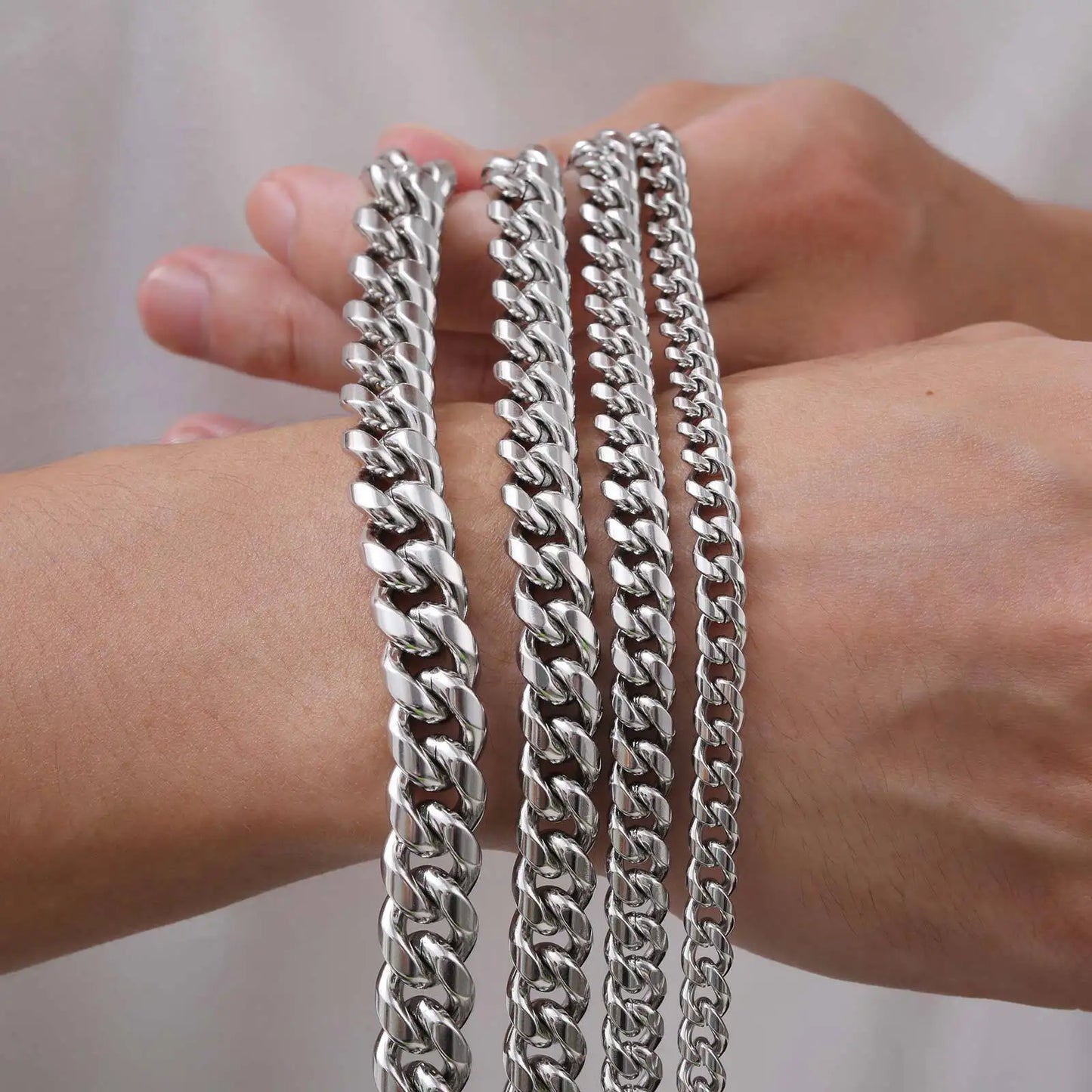 Stainless Steel Cuban Chain Bracelets for Men,