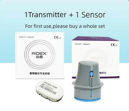 Aidex cgm Sensor Transmitter Glucometer kit continuous glucose monitor without puncture Diabetes Testing