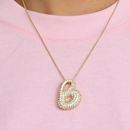 Sparkly CZ Zircon Letter Initial Necklace
