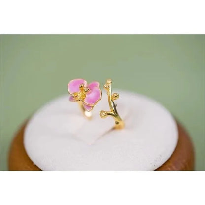 Adjustable Gold Plated Pink Moth Orchid  Ring
