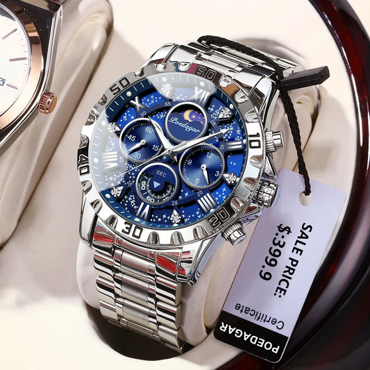 POEDAGAR  Stainless Steel Chronograph Men's Watch